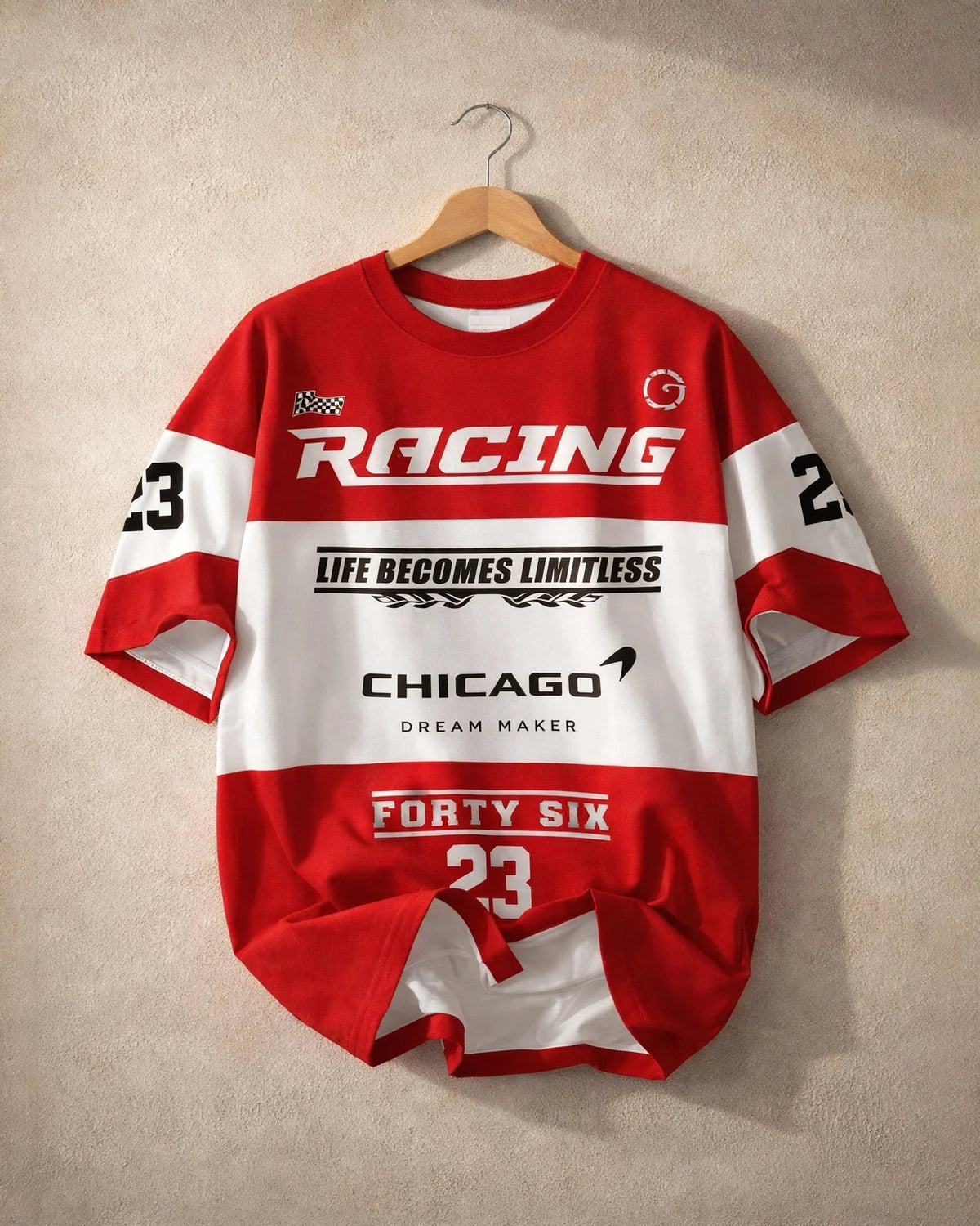 Drop-Shoulder T-Shirt – RED & WHITE RACING