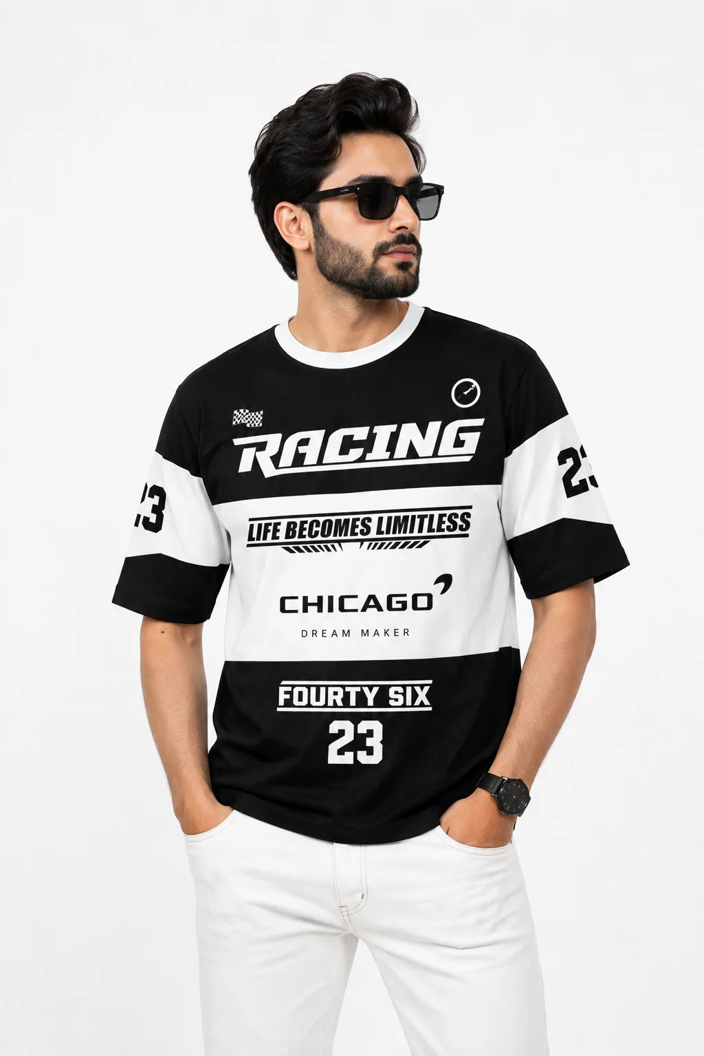 Men's Drop-Shoulder T-Shirt – BLACK & WHITE RACING