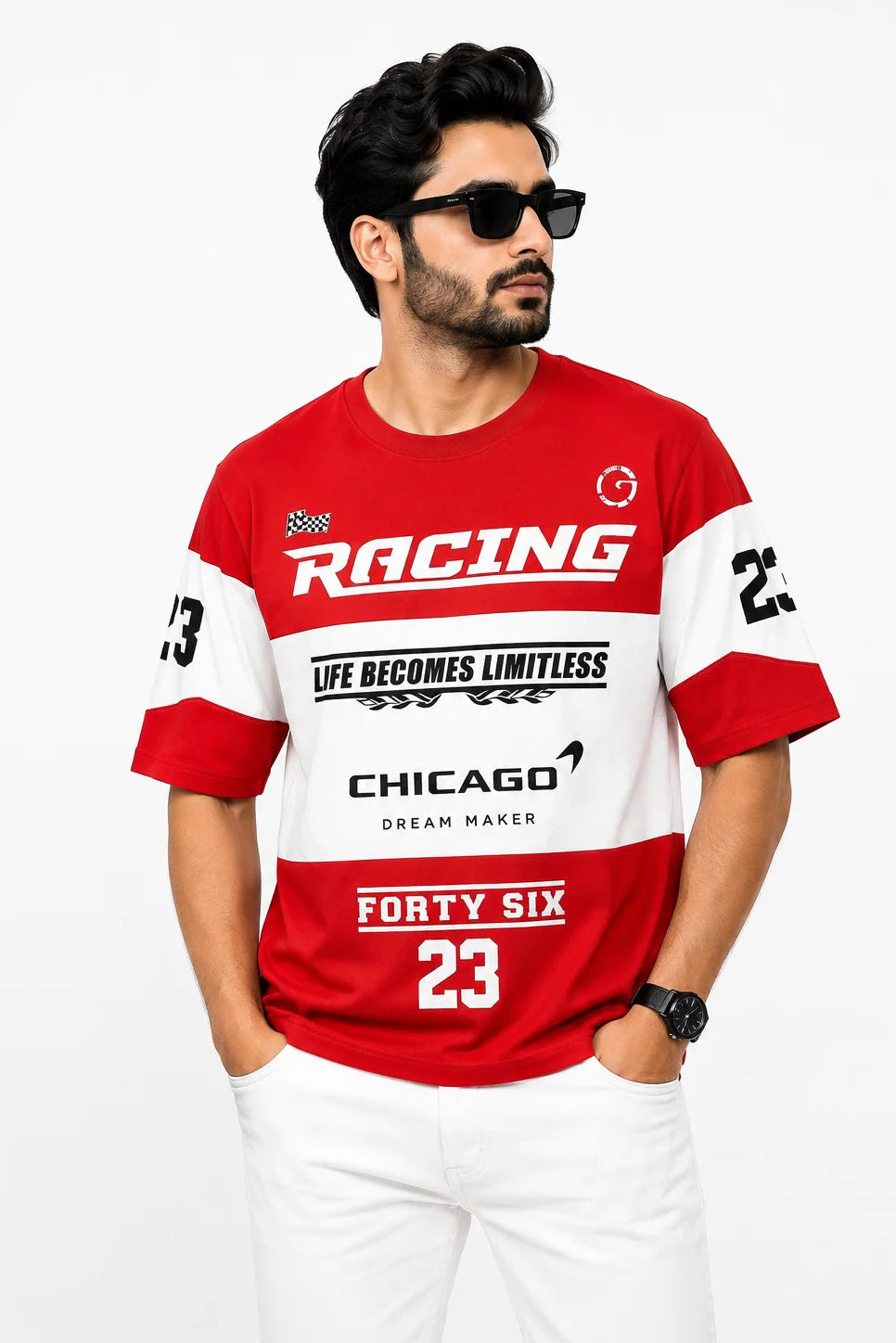 Men's Drop-Shoulder T-Shirt – RED & WHITE RACING