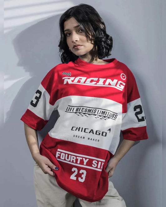 Drop-Shoulder T-Shirt – RED & WHITE RACING
