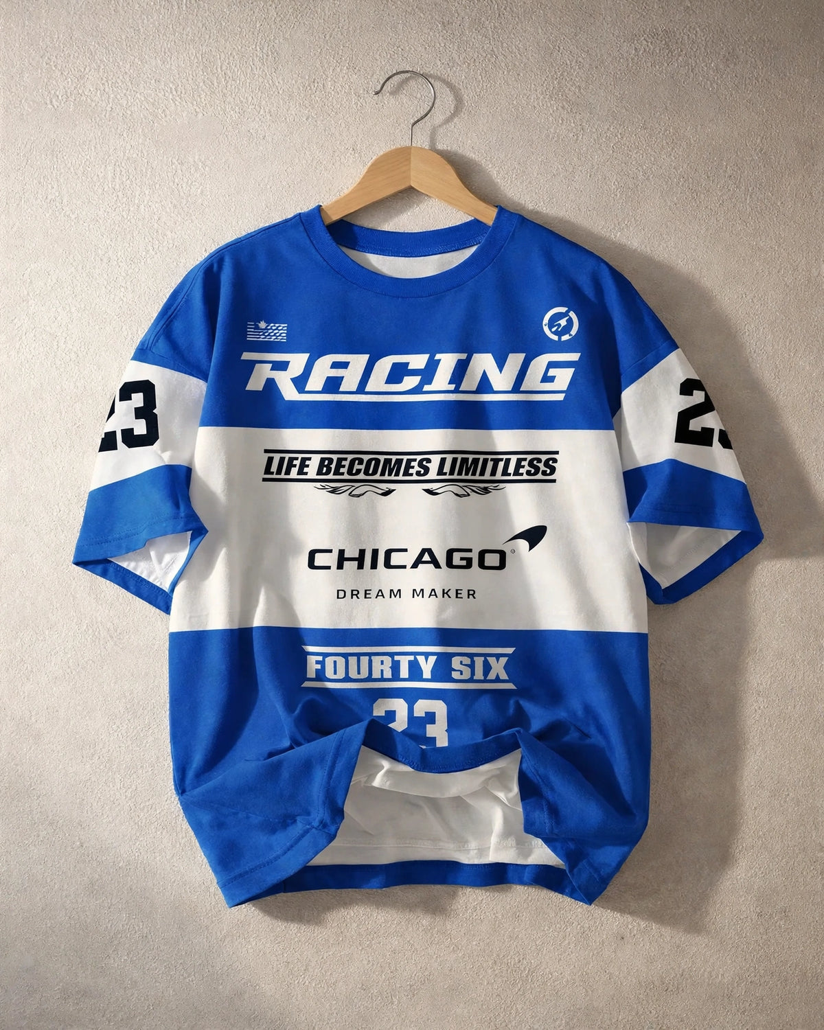 Drop-Shoulder T-Shirt – BLUE & WHITE RACING